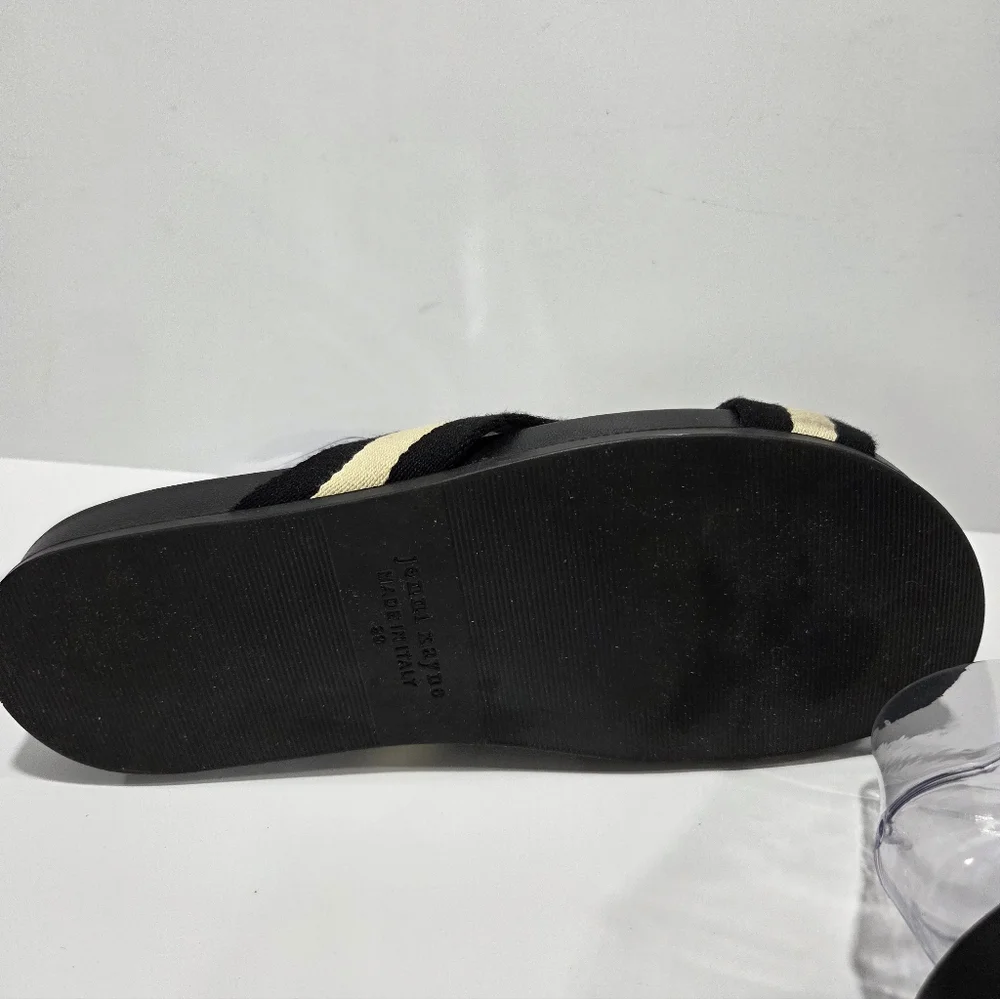 Jenni Kayne Black and Cream Crisscross Slide Sandals